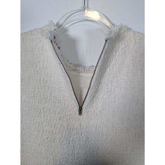 Frances Valentine Twiggy Beaded Parrot Fringe Dress White Bouclé Shift NWT Large - Picture 6 of 13